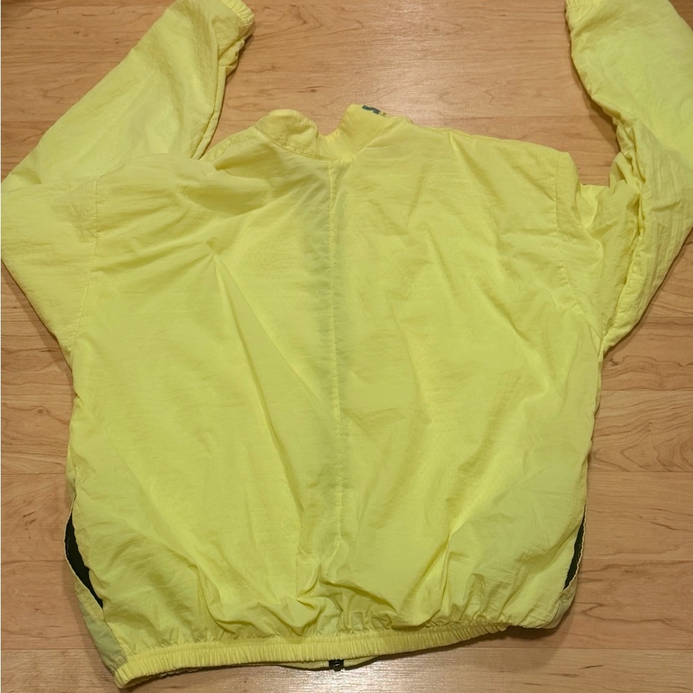 Vintage 80s 90s Surf Style Neon Yellow Pull Over Windbreaker Jacket One Size - Picture 2 of 4